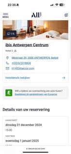 Overnachting Antwerpen, Tickets en Kaartjes, Twee personen, 1 overnachting