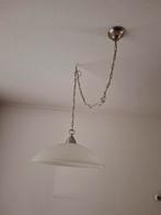 Hanglamp met glazen kap en metalen ketting, Ophalen, Gebruikt, Glas, Modern