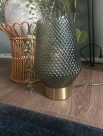 Groene Glazen Tafellamp, Huis en Inrichting, Lampen | Tafellampen, Ophalen of Verzenden, Glas, Minder dan 50 cm