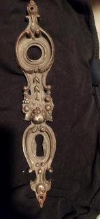 Antieke Sleutelgat Plaat Verzilverd Geel Koper, Antiek en Kunst, Ophalen of Verzenden