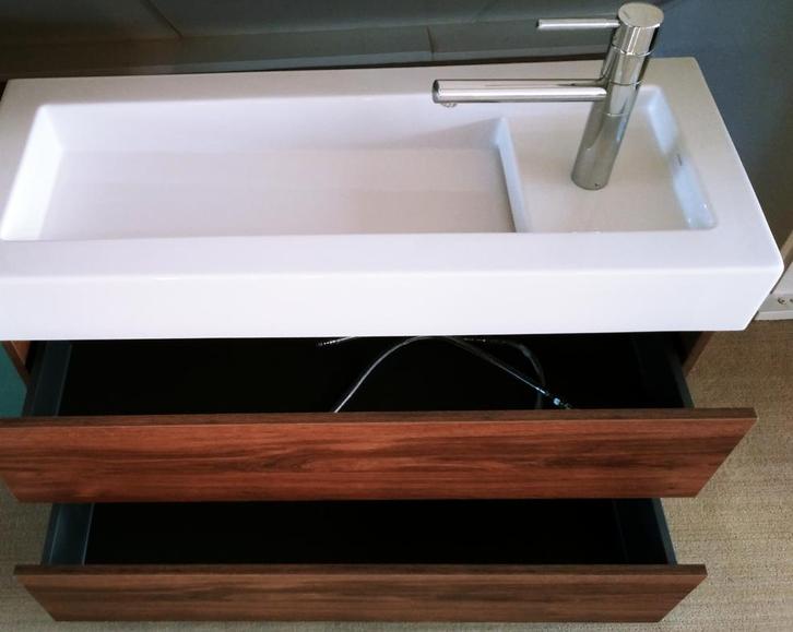 105cm brede Keramische wastafel+ onderbouwmeubel met 2 laden, Huis en Inrichting, Badkamer | Badkamermeubels, Zo goed als nieuw
