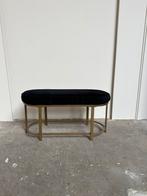 Woood Ester hocker/bankje zwart velvet met messing frame, Ophalen, 125 cm of meer, Zo goed als nieuw, Modern