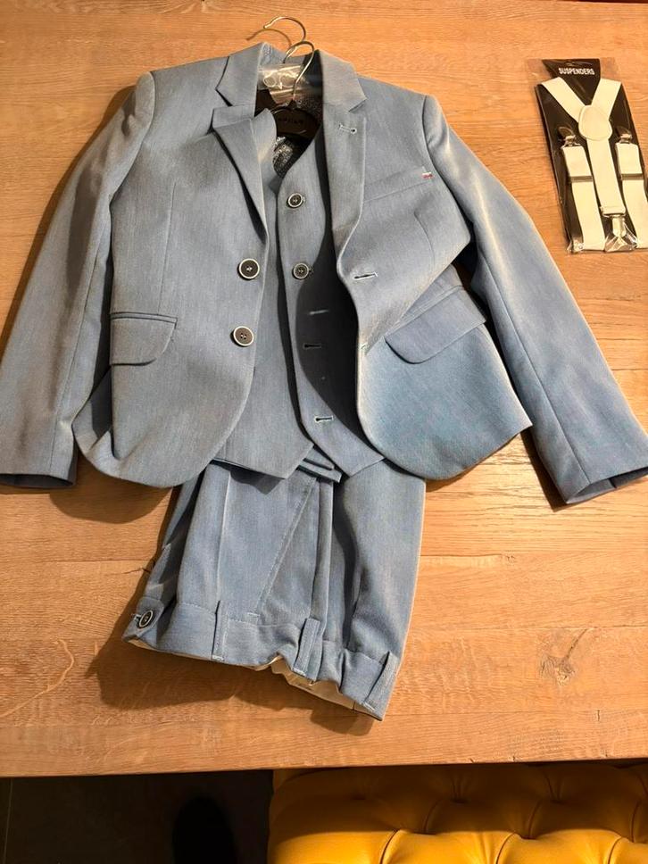 Kinderkostuum 3-delig maat 128 (bruidsjonker), Kinderen en Baby's, Kinderkleding | Maat 128, Zo goed als nieuw, Jongen, Ophalen of Verzenden