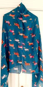 Apart cadeau teckel sjaal viscose/ katoen in blauw of beige, Ophalen of Verzenden, Nieuw, Maat 38/40 (M), Sjaal