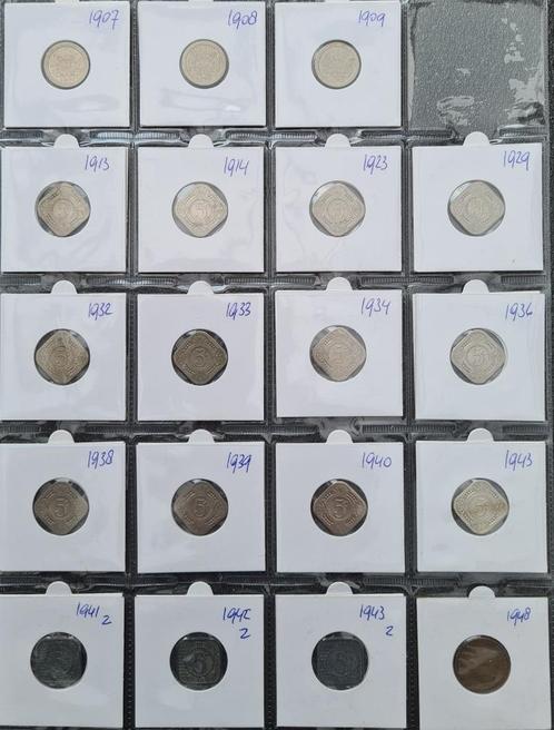Wilhelmina complete serie stuivers 1907 - 1948, Postzegels en Munten, Munten | Nederland, Setje, 5 cent, Koningin Wilhelmina, Verzenden