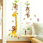 Sticker voor muur of glas met meetlat, giraffe en apen, Kinderen en Baby's, Nieuw, Wanddecoratie, Verzenden