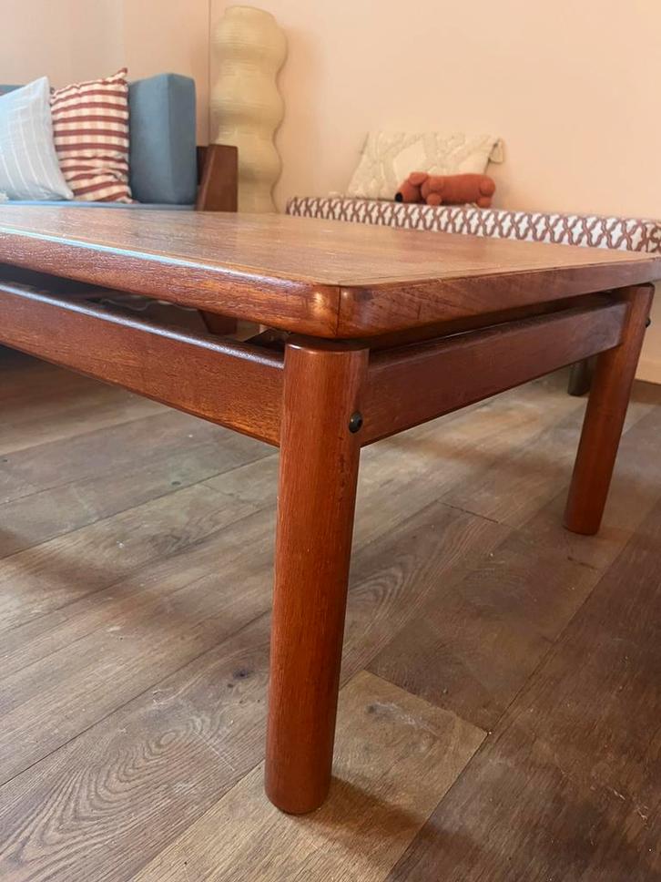Vintage Deens design salontafel mid century teakhout, Huis en Inrichting, Tafels | Salontafels, Gebruikt, Minder dan 50 cm, 50 tot 100 cm