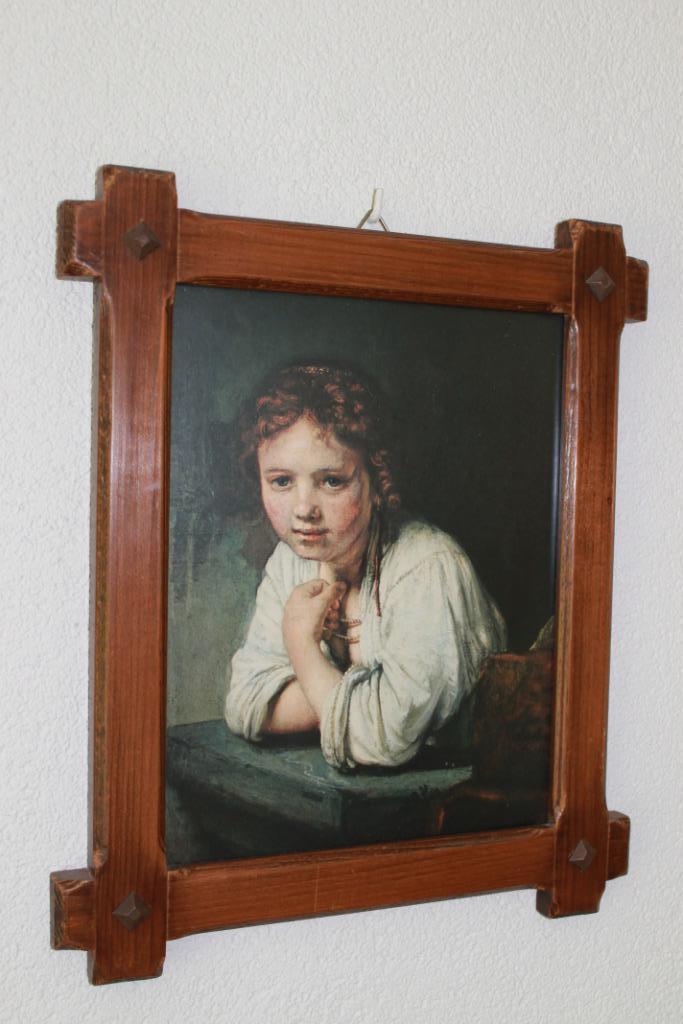 Schilderij "Meisje in het venster" van Rembrandt, Huis en Inrichting, Woonaccessoires | Schilderijen, Tekeningen en Foto's, Zo goed als nieuw