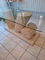 Mooie grote glazen eettafel met stenen onderstel, Huis en Inrichting, Tafels | Salontafels, Ophalen, 50 tot 100 cm, Zo goed als nieuw