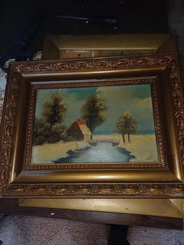 Schilderij met Winterlandschap beschikbaar voor biedingen