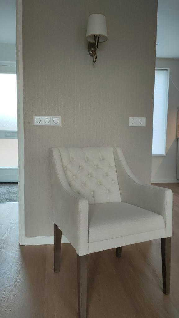 Eetkamerstoelen - Set van 6 Stoelen, Huis en Inrichting, Stoelen, Gebruikt, Vier, Hout, Stof, Overige kleuren, Ophalen of Verzenden