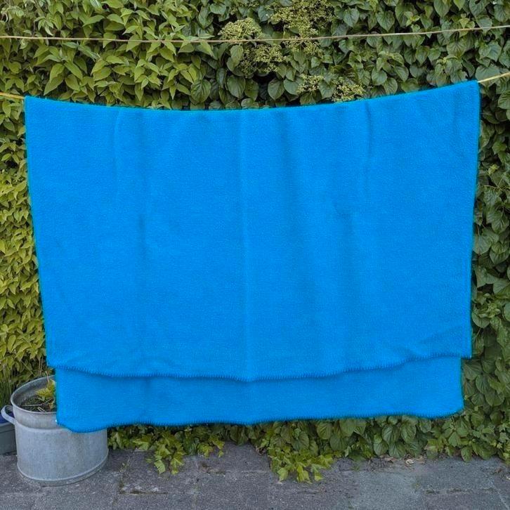 Deense Blauw geweven plaid. Koningsblauw Katoen? Wol?, Huis en Inrichting, Woonaccessoires | Plaids en Woondekens, Zo goed als nieuw