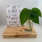 decoratie set houten standaard & quote kaart & vaasje adv 6, Ophalen of Verzenden, Nieuw
