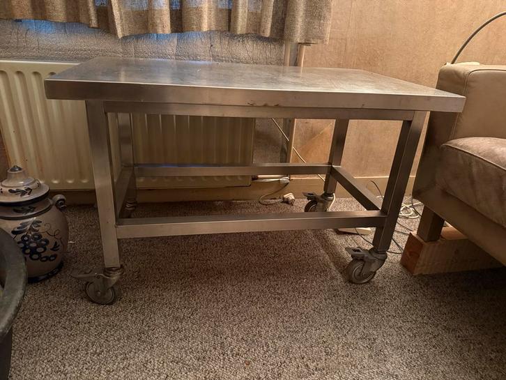 RVS Werktafel met Wielen, Doe-het-zelf en Verbouw, Werkbanken, Zo goed als nieuw, 70 tot 120 cm, Ophalen