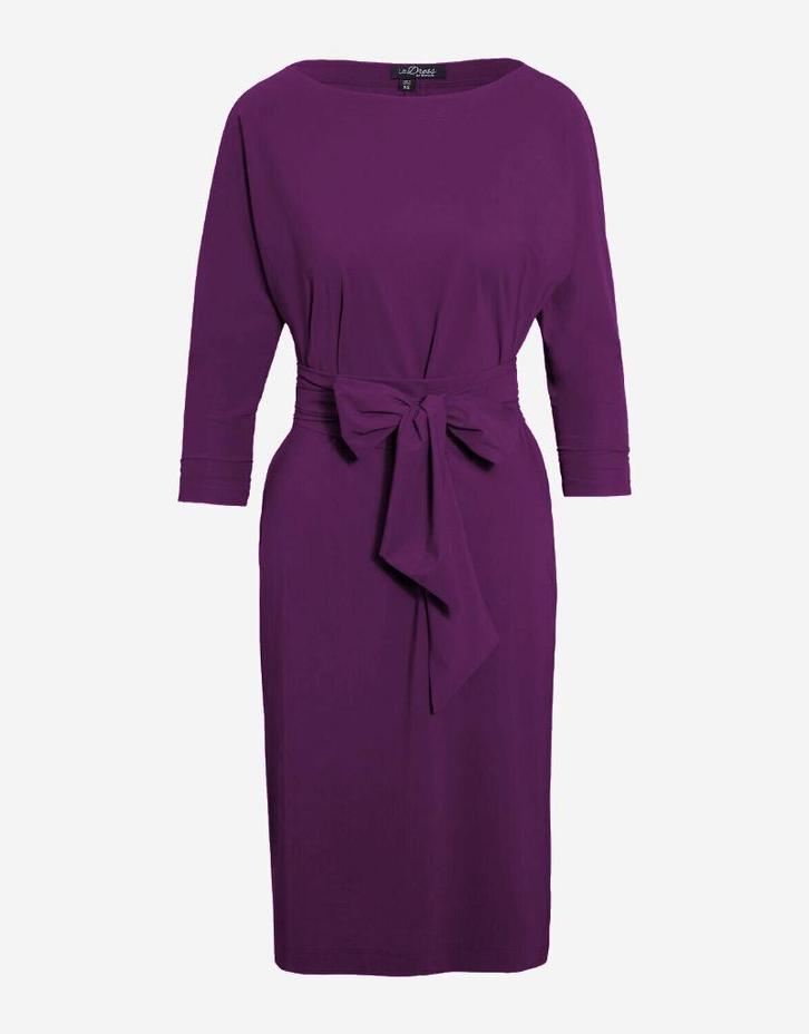 LADRESS mulberry jurk met groot strik met kaartjes-Maat XXL, Kleding | Dames, Jurken, Nieuw, Maat 46/48 (XL) of groter, Overige kleuren