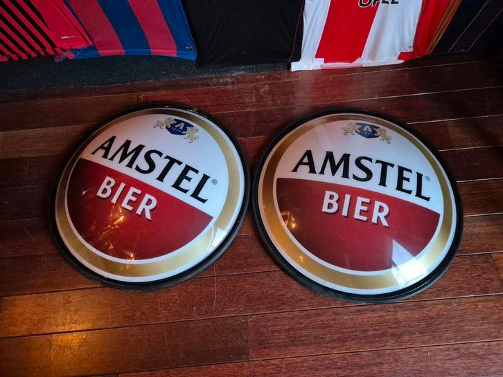 Amstel bier lichtbak / dubbelzijdig / reclame schaal, Tuin en Terras, Buitenverlichting, Gebruikt, Minder dan 50 watt, Netvoeding