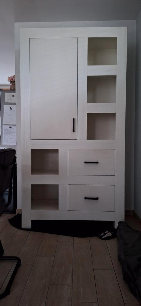 Witte kast met lades en planken, Huis en Inrichting, Kasten | Boekenkasten, Zo goed als nieuw, 100 tot 150 cm, 200 cm of meer