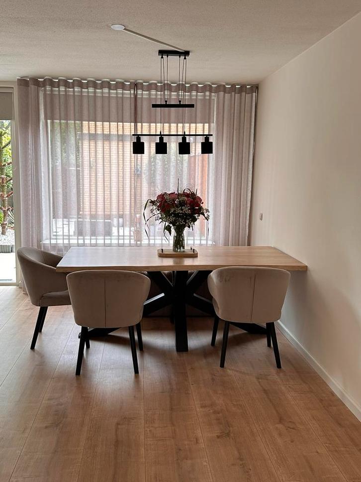 Massief Eiken Eettafel 200x100cm Kruispoot, Huis en Inrichting, Tafels | Eettafels, Gebruikt, 100 tot 150 cm, 200 cm of meer, Vijf personen of meer