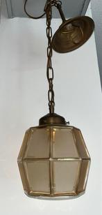 Vintage Hanglamp met Glazen Kap, Ophalen of Verzenden, Gebruikt, Glas, Minder dan 50 cm