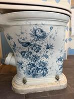 Antieke Delfts blauw wc-pot, water reservoir en fonteintje, Doe-het-zelf en Verbouw, Sanitair, Ophalen of Verzenden, Gebruikt