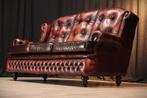 Springvale Chesterfield 3-zitsbank, echt leer, rood/bruin, 150 tot 200 cm, Chesterfield, Driepersoons, Ophalen of Verzenden