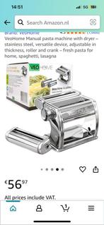 VeoHome Pastamachine RVS - Handmatige Pastamaker, Ophalen of Verzenden, Nieuw