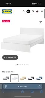 MALM 140x200 ikea bed samen met lattenbodems, Ophalen, Wit, Tweepersoons, 140 cm