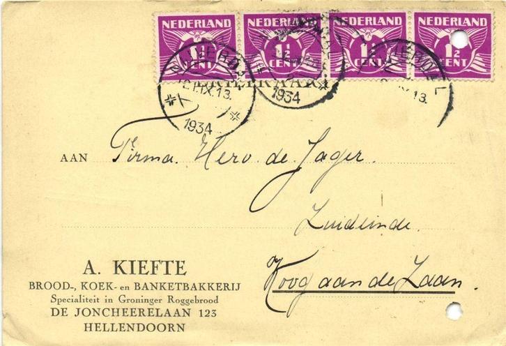 A. Kiefte, Hellendoorn - 09.1934 - briefkaart, Postzegels en Munten, Brieven en Enveloppen | Nederland, Envelop, Ophalen of Verzenden