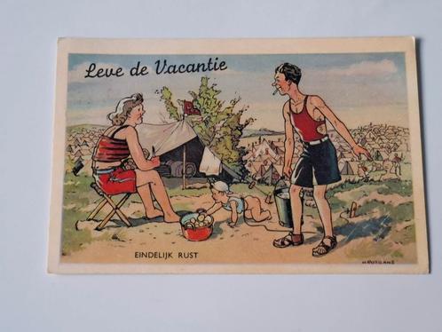 Oude Briefkaart Leve de Vakantie '50, Verzamelen, Ansichtkaarten | Themakaarten, Gelopen, 1940 tot 1960, Seizoenen, Ophalen of Verzenden