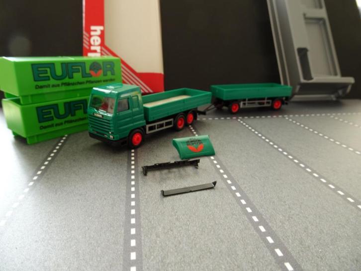 853 herpa scania streamline euflor combi 1:87 truck trein, Hobby en Vrije tijd, Modelauto's | 1:87, Nieuw, Bus of Vrachtwagen