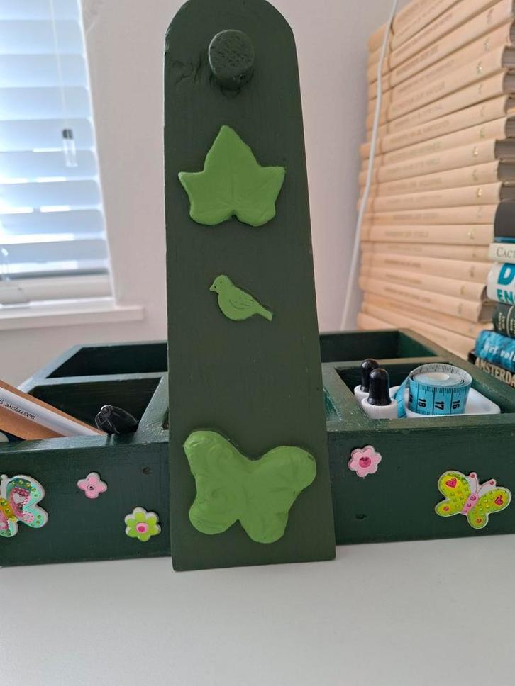 Leuke opgepimpte houten bak, Hobby en Vrije tijd, Knutselen, Gebruikt, Knutselwerk, Ophalen of Verzenden