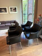 Rolf Benz Zwart Leder Eetkamerstoelen (4 stuks), Huis en Inrichting, Ophalen, Gebruikt, Zwart, Leer