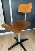 Vintage stoel hout metaal verstelbaar in hoogte, Huis en Inrichting, Ophalen, Gebruikt, Bruin, Eén