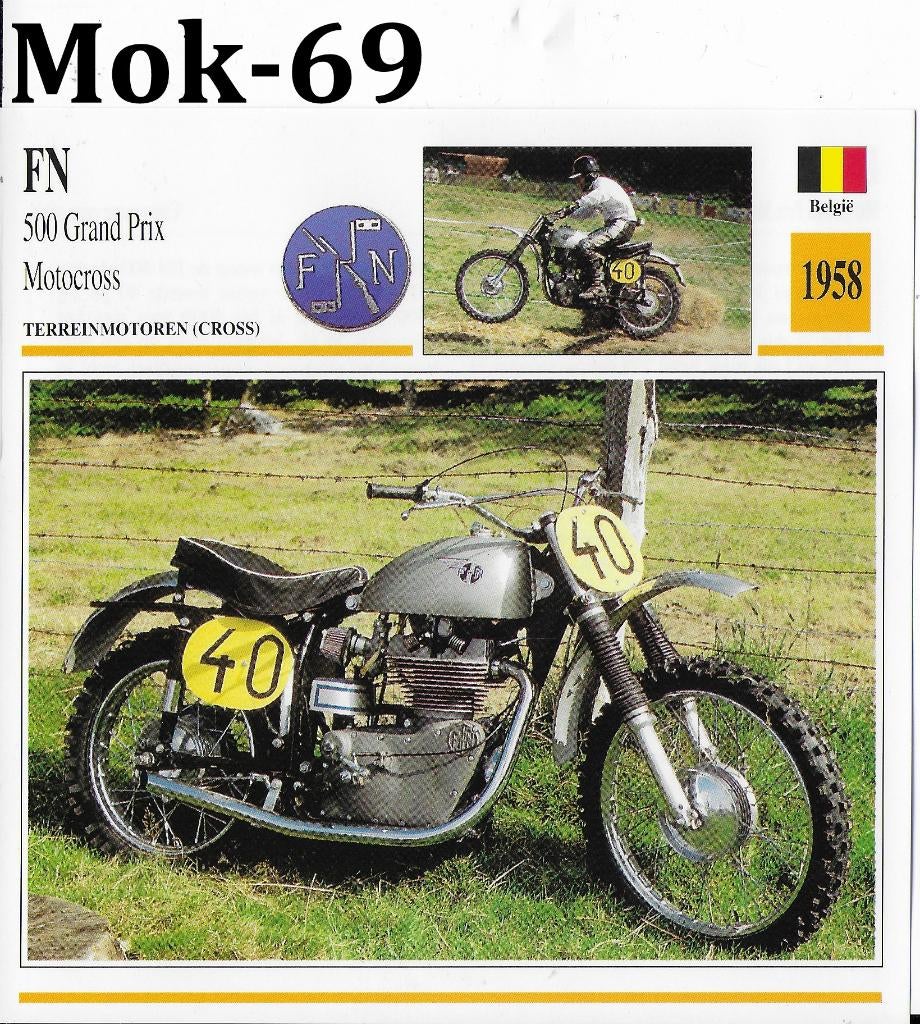 Mok69 motorkaart fn 500grand prix ( 1958 ), Ophalen of Verzenden, Zo goed als nieuw, Motoren