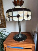 Mooie glas in lood lamp met bronzen voet Tiffany stijl, Ophalen, Zo goed als nieuw, Glas, Minder dan 50 cm