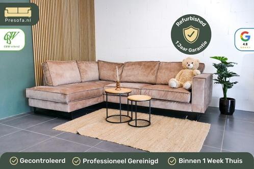 Moderne Hoekbank Zalmroze [Refubrished] Velvet, Huis en Inrichting, Banken | Bankstellen, Zo goed als nieuw, Hoekbank, Vierpersoons of meer