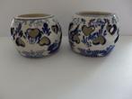 2 gave oude Delfts Blauwe Waxinelicht houders Handpainted, Ophalen of Verzenden