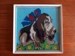 Vintage geborduurd schilderij van een hond, Ophalen of Verzenden, Huis en Inrichting