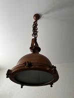 Bronzen Industriële Hanglamp met Ketting, Ophalen of Verzenden