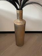 Grote goudkleurige vaas met grote zwarte deco, Zwart, Nieuw, Ophalen of Verzenden, Glas