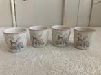 Brocante porseleinen eierdopjes met bloempatroon, Ophalen of Verzenden
