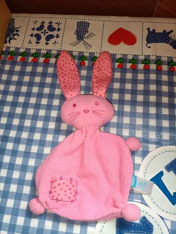 Lief! Roze konijn Knuffeldoekje  beschikbaar voor biedingen