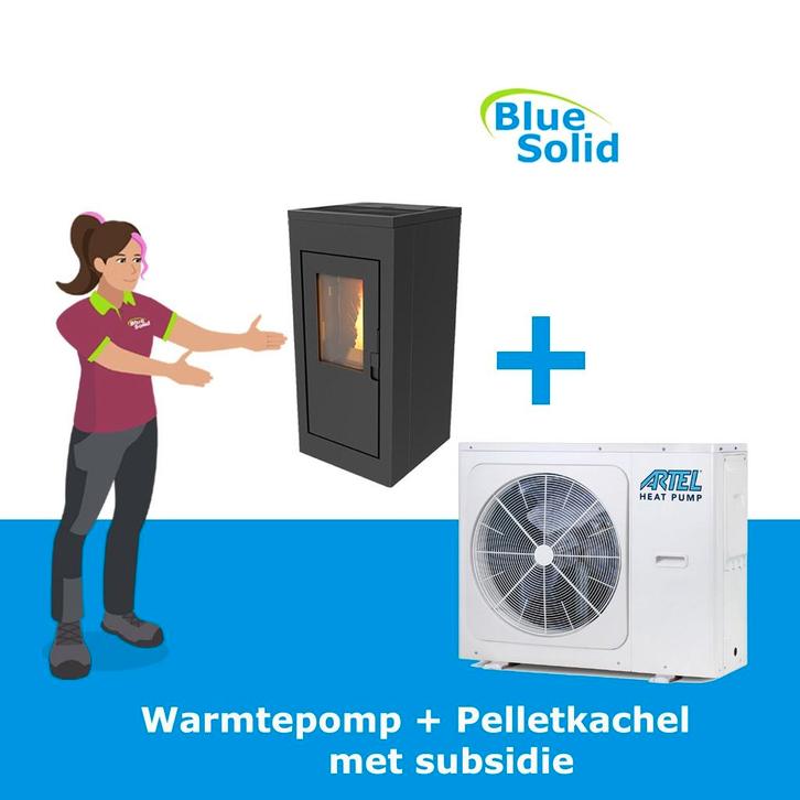 Warmtepomp + pelletkachel, Huis en Inrichting, Kachels, Nieuw, Vrijstaand, Pelletkachel, Overige brandstoffen, Ophalen