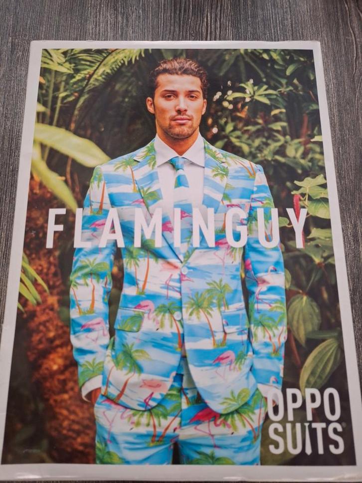 OppoSuits Flamingo Kostuum, Kleding | Heren, Kostuums en Colberts, Zo goed als nieuw, Overige maten, Blauw, Ophalen of Verzenden