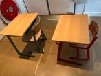 2x Autentieke Schoolbankjes met Stoel, Ophalen, Gebruikt