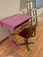 PRIJSDALING! Vintage kinderbureau opbergvak roze incl stoel, Tafel(s) en Stoel(en), Zo goed als nieuw, Ophalen