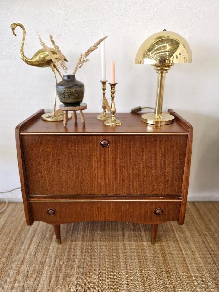 Vintage ladekastje met ronde greep 70s, Huis en Inrichting, Kasten | Ladekasten, Gebruikt, Minder dan 100 cm, Minder dan 50 cm