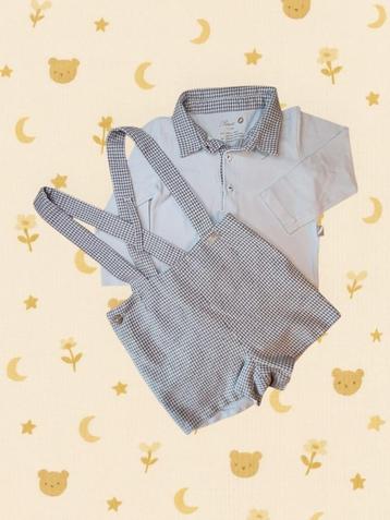 Pureté Romper & Korte Salopette Set – Pied-de-poule – Maat 1 beschikbaar voor biedingen