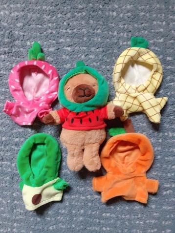 Capybara knuffel met 5 outfits beschikbaar voor biedingen