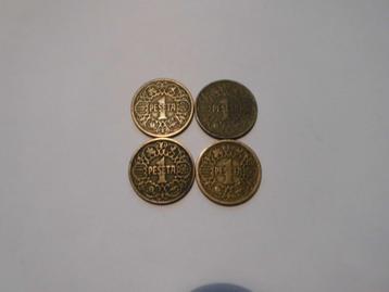 4 munten Spanje 1 peseta 1944 beschikbaar voor biedingen